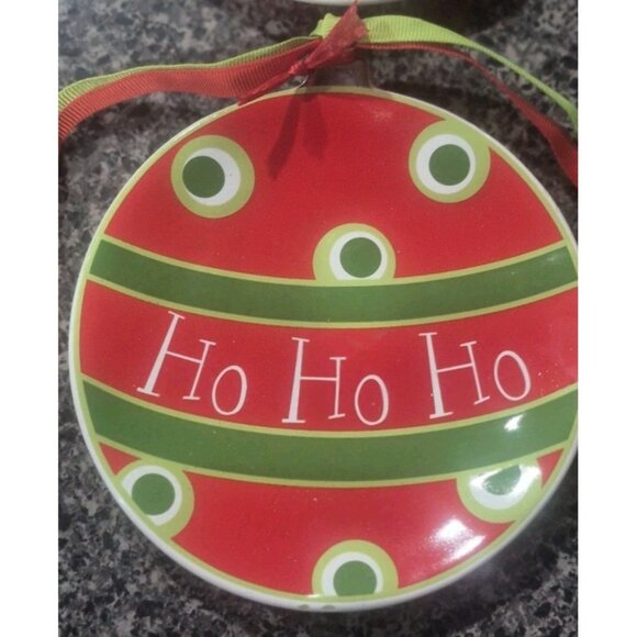 Set Of (2) Mud Pie Christmas Ornament 5 1/2" Display  Plate Holiday Decor - Picture 3 of 7